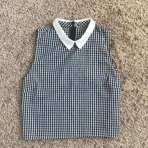 Collared Gingham Print Blouse